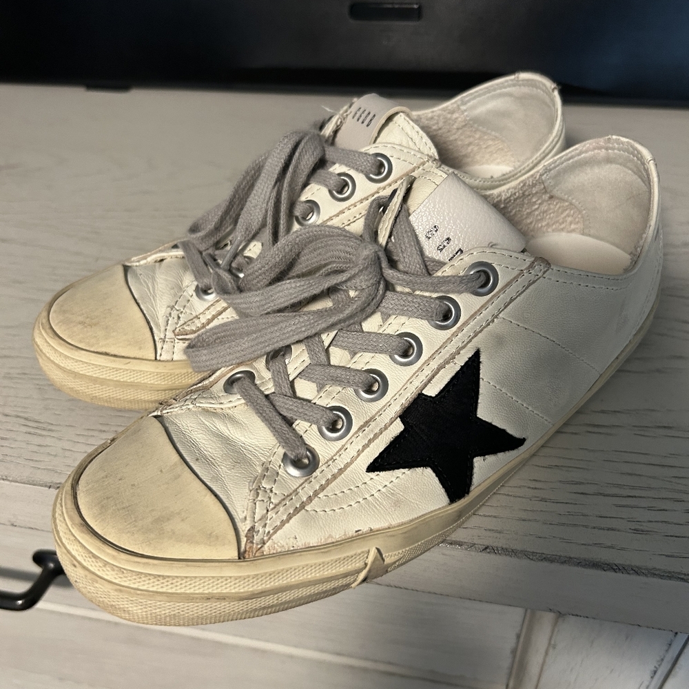 Golden Goose White and Black Athletic Shoes. Gently Worn